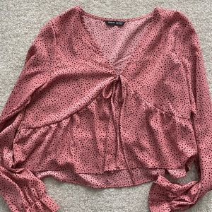 Pink spotted peplum top